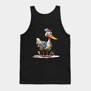 Whimsical Cute Happy Multicolored Duck Tank Top